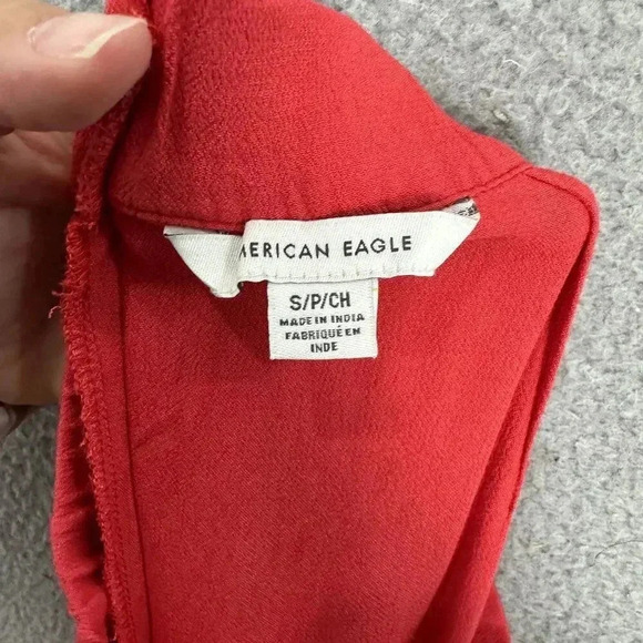 American Eagle skirt womens small red faux wrap pockets lightweight boho beach - Picture 8 of 10